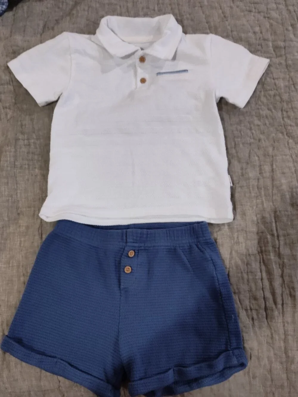 Tahari 2pc Boys Polo & Shorts Set - Size 4T - Waffle Knit